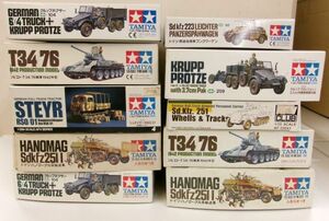 #s56【梱120】タミヤ 1/35 ドイツ・無線指揮軍フンクワーゲン クルップ プロッツェ 6×4 3.7cm対戦車砲牽引型 他 プラモ まとめ