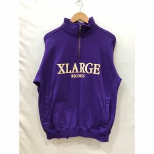 【X-LARGE】エクストララージ RECORDS ハーフジップ プルオーバースウェット 101224012014 22FW メンズ S パープル ts202402