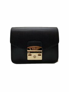 FURLA◆メトロポリス/ショルダーバッグ/レザー/BLK/無地