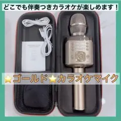 ❤️Bluetooth カラオケ マイク❤️LED 伴奏機能つき 家庭用 ゴールド