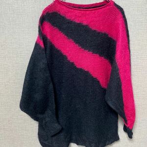 70s 80s USA ビンテージ ヴィンテージ モヘア mohair ウール ニット セーター 毛足長め アメリカ 古着 オールド デザイン ドルマン レア