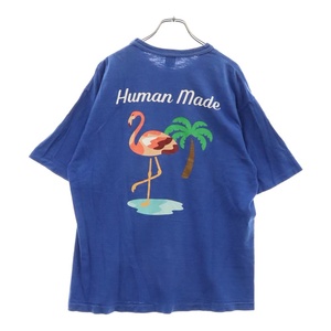 HUMAN MADE ヒューマンメイド 22SS Flamingo Pocket Tee バックフラミンゴプリント クルーネック半袖ポケットTシャツ ブルー