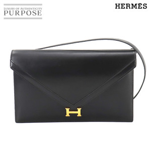 エルメス HERMES リディ 2way ショルダー クラッチ バッグ ボックスカーフ レザー ブラック 〇F刻印 ゴールド 金具 Lydie 90259202