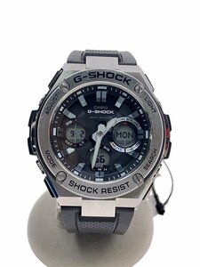 CASIO◆G-STEEL/ソーラー腕時計・G-SHOCK/デジアナ/ラバー/SLV/BLK/SS