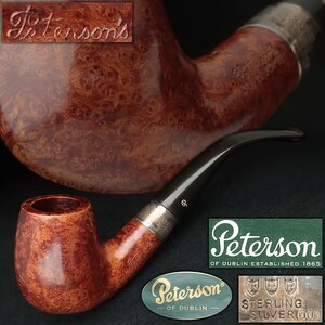 ET835 【Peterson】ホールマーク # 69 銀環 ピーターソン パイプ 全長15cm 重55g STERLING SILVER刻 鳥眼杢 元箱付 喫煙具