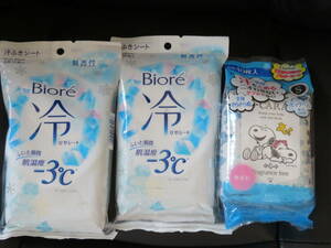 Biore ビオレ　冷ひやシート　無香料　新品未開封品　＊エスカラット薬用デオドラントパウダーシート　新品未開封品