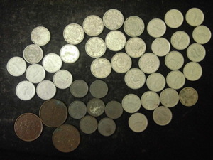 M-391　古銭　1銭貨幣いろいろ　桐1銭青銅貨他　合計47枚　