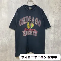 古着 used　NHL　シカゴブラックホークス　HOCKEY　半袖プリントTシャツ　スポーツ　黒　ブラック　レトロ　オーバーサイズ