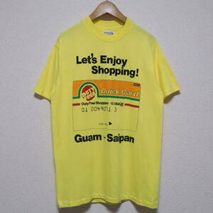 80s USA製■Hanes BEEFY ヘインズ ビーフィー■GUAM SAIPAN Tシャツ■メンズ M イエロー アメリカ製■スーベニア ビンテージ old 90s 70s