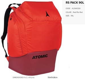 40%OFF!★ATOMIC2024★EQUIPMENT・RS PACK 90L RED/RIO RED*AL5045320