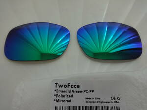 POLARIZED刻印入り！★ ツーフェイス 用 カスタム偏光ハイグレードレンズ GREEN Polarized 新品　Oakley TWO FACE Sunglasses　TWOFACE