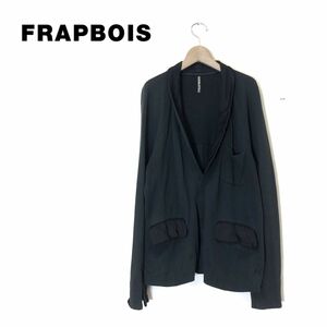 1K1920-O-N◆良品◆日本製◆ FRAPBOIS フラボア テーラードジャケット スウェット カジュアル アウター◆size1 コットン ブラック 黒