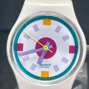 SWATCH スウォッチ FROST LW125 腕時計 アナログ クオーツ 3針 ホワイト文字盤 ラバーベルト ラウンド 新品電池交換済み 動作確認済み