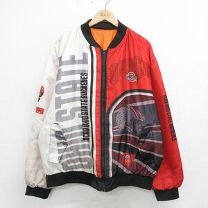 XL/古着 長袖 ジャケット メンズ オハイオステートバックアイズ アメフト 大きいサイズ オレンジ系他 内側キルティング 24jan20 中古 2OF