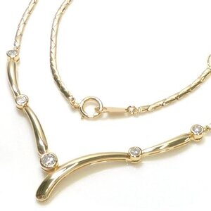 【K18】ダイヤ 0.55ct ネックレス イエローゴールド 18金 ダイヤモンド 5粒 チェーン 新品仕上済 diamond yellow gold necklace◇J