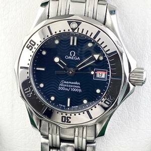 【1円〜】OMEGA オメガ 腕時計 レディース SEAMASTER シーマスター 300m/1000ft ブルー文字盤 プロフェッショナル デイト 可動品