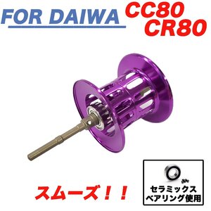 紫色 ダイワ DAIWA CC80 / CR80　ベイトリール 替えスプール 浅溝スプール シャロースプール ベイトフィネススプール 金属製スプール