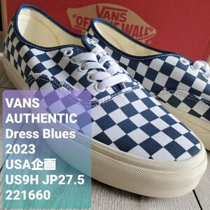 VANSバンズ 新品 2023年 USA企画 廃版 Authentic Classics CHK DRESS BLUES オーセンティック 紺×白 チェック キャンバス 27.5cm 定価7150