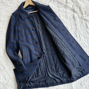 希少Lサイズ【極上の逸品】UNITED ARROWS ユナイテッドアローズ × Loro Piana ロロピアーナ 比翼 ステンカラーコート ロング丈 紺 メンズ