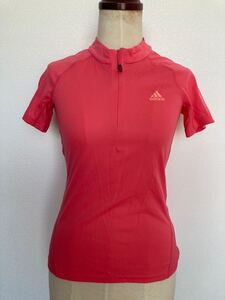 新品 adidas ハーフジップ ストレッチ 半袖　シャツ　アディダス　レディース 吸汗速乾　M