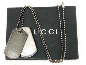 T059 GUCCI グッチ SV925 ドッグタグ プレート ネックレス ペンダント 925 シルバー