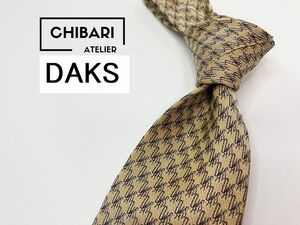 【超美品】DAKS　ダックス　全面ロゴレタッチ柄 ネクタイ 3本以上 送料無料 メンズ ブラウン系　1202053