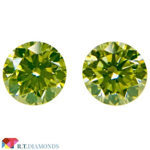 FANCY GREEN YELLOW 0.509ct/0.485ct RD/RT1919/CGL