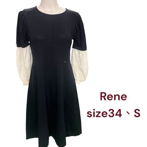 美品　Rene ルネ　パールが可愛い　ニット　ワンピース　34 / S　 M5M004