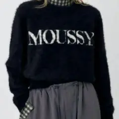 moussy ロゴ　シャギーニット