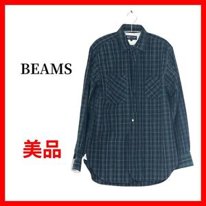 BEAMS　ビームス　チェックシャツ　ロングシャツ　B1109