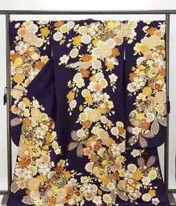 振袖 正絹 四季花花丸宝尽くし模様 身丈170cm 裄丈70.5cm 美品 リサイクル 着物 中古 着物 成人式 結婚式 e0927