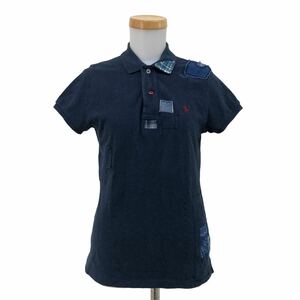 B389-25 POLO RALPH LAUREN ポロラルフローレン 半袖 ポロシャツ THE SKINNY POLO トップス カットソー ネイビー 紺 レディース S 160/84A