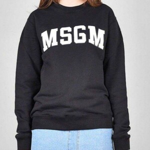 【XS】MSGM エムエスジーエム トレーナー カレッジロゴ/ブラック