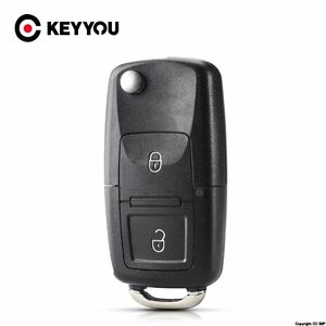 Keyyou 2ボタンリモートフリップ折りたたみキーvwフォルクスワーゲンMK4ボラゴルフ4 5 6パサートポロボラボラトゥーラン