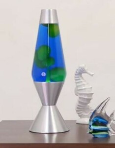 [5224]ラバライト Lサイズ(16.3インチ) Yellow wax blue liquid Silver Base / Lava Light Lamp ラバランプ アメリカン雑貨