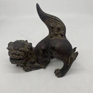 置物 獅子 狛犬 縁起物 オブジェ 陶器 (検 骨董品 古玩 レトロ アンティーク 魔除け 風水 工芸品 唐獅子 シーサー NN5D3