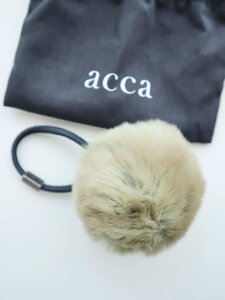 【送料込】acca アッカ ファーボンボン ファー飾り直径7　カーキ×ブラック　ヘアアレンジ　ヘアアクセ　ヘアゴム　小物　 6440600