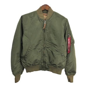 ALPHA INDUSTRIES アルファ インダストリーズ MA-1 フライトジャケット ミリタリー グリーン (メンズ LARGE) 中古 古着 S0487