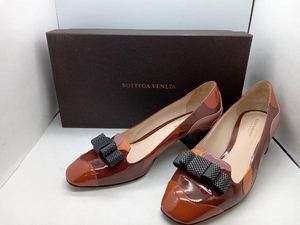 BOTTEGA VENETA パンプス サイズ36 リボン エナメル オレンジ系 ヒール高さ約4.3cm ボッテガヴェネタ