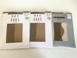 未使用 DAKS ダックス renoma レノマ タイツ ストッキング 3点セット M〜L 透け感 ストッキング パンスト サポート マチ付