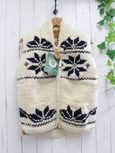 新品◆CANADIAN SWEATER カナディアンセーター◆カウチンセーター 雪柄 ニットベスト 40 定価42,000円*