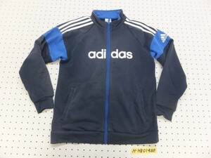 ADIDAS アディダス キッズ ロゴプリント ライン入 ジップ スウェットジャケット 160 紺青