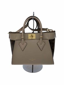 LOUIS VUITTON◆オンマイサイドPM_トリヨン_モノグラム・キャンバス_GRY/レザー/BEG/無地