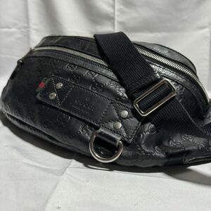 極美品 GUCCI グッチ ボディバッグ メッセンジャーバッグ ショルダーバッグ シマ レザー 本革 シェリーライン ディアマンテ メンズ