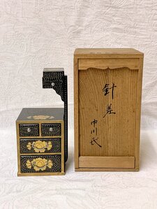 14510/旧家蔵出し品 時代雛道具 蒔絵御道具 花消 針差 針箱 京都老舗 けうゑや 共箱 ミニチュア玩具 節句飾り ひな人形 日本人形 お雛様 三