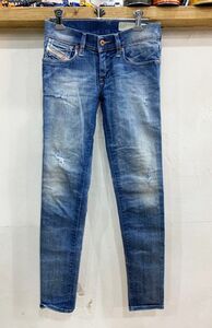 1177★DIESEL/ディーゼル ローライズダメージ加工ストレッチスキニーデニム WASH0809B W23×L32 インディゴ レディース 美品 USED ★