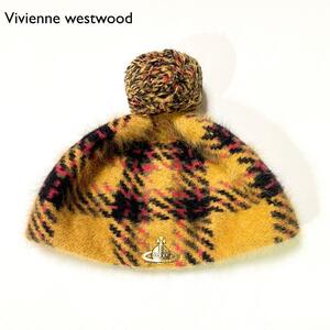 L126　Vivienne westwood アンゴラ　ウール　チェックベレー帽