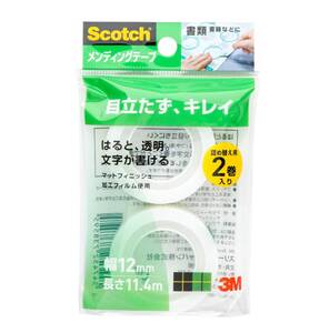 ＠【即決】■Scotch■メンディングテープ 詰替 /12mm 2巻 /貼ると透明 文字が書ける /書類 書籍 補修 補強 工作 /3M //CM12-R2P