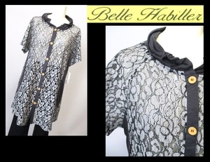 【052-85】BelleHabiller★新品総レース異素材チュニック/サイズFフリー