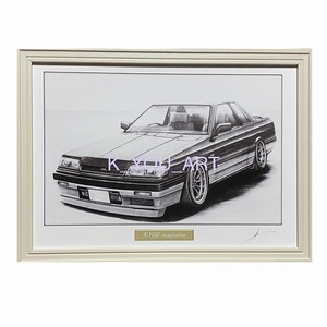 日産 NISSAN スカイライン R31 GTS クーペ 【鉛筆画】名車 旧車 イラスト A4サイズ 額付き サイン入り